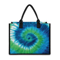 Blue Green And White Tie Dye Print Canvas Tote Bag
