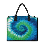 Blue Green And White Tie Dye Print Canvas Tote Bag