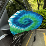 Blue Green And White Tie Dye Print Car Side Mirror Covers