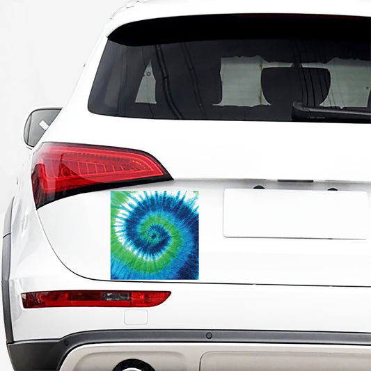 Blue Green And White Tie Dye Print Car Sticker