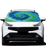 Blue Green And White Tie Dye Print Car Windshield Snow Cover
