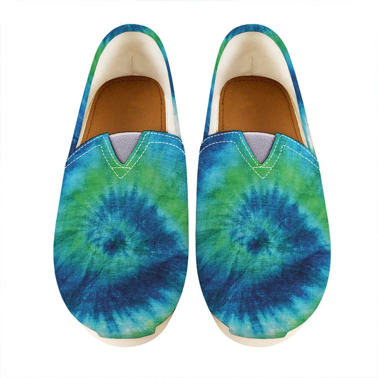 Blue Green And White Tie Dye Print Casual Shoes