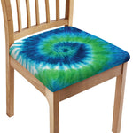 Blue Green And White Tie Dye Print Chair Cushion Cover