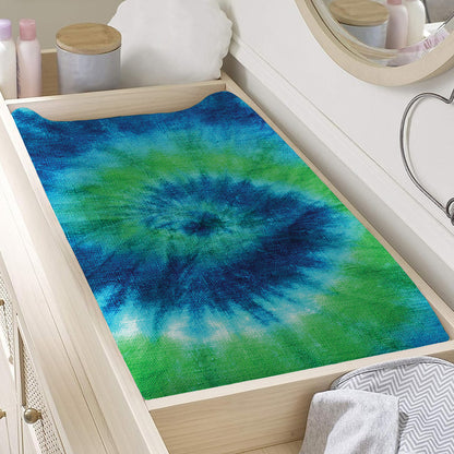 Blue Green And White Tie Dye Print Changing Pad Cover