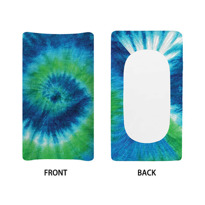 Blue Green And White Tie Dye Print Changing Pad Cover