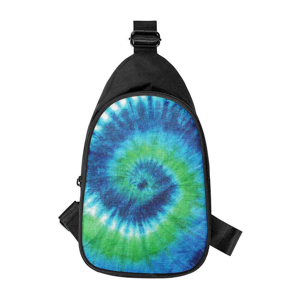 Blue Green And White Tie Dye Print Chest Bag