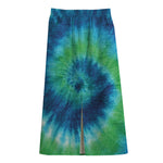 Blue Green And White Tie Dye Print Cotton Front Slit Maxi Skirt