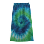 Blue Green And White Tie Dye Print Cotton Front Slit Maxi Skirt