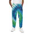 Blue Green And White Tie Dye Print Cotton Sweatpants