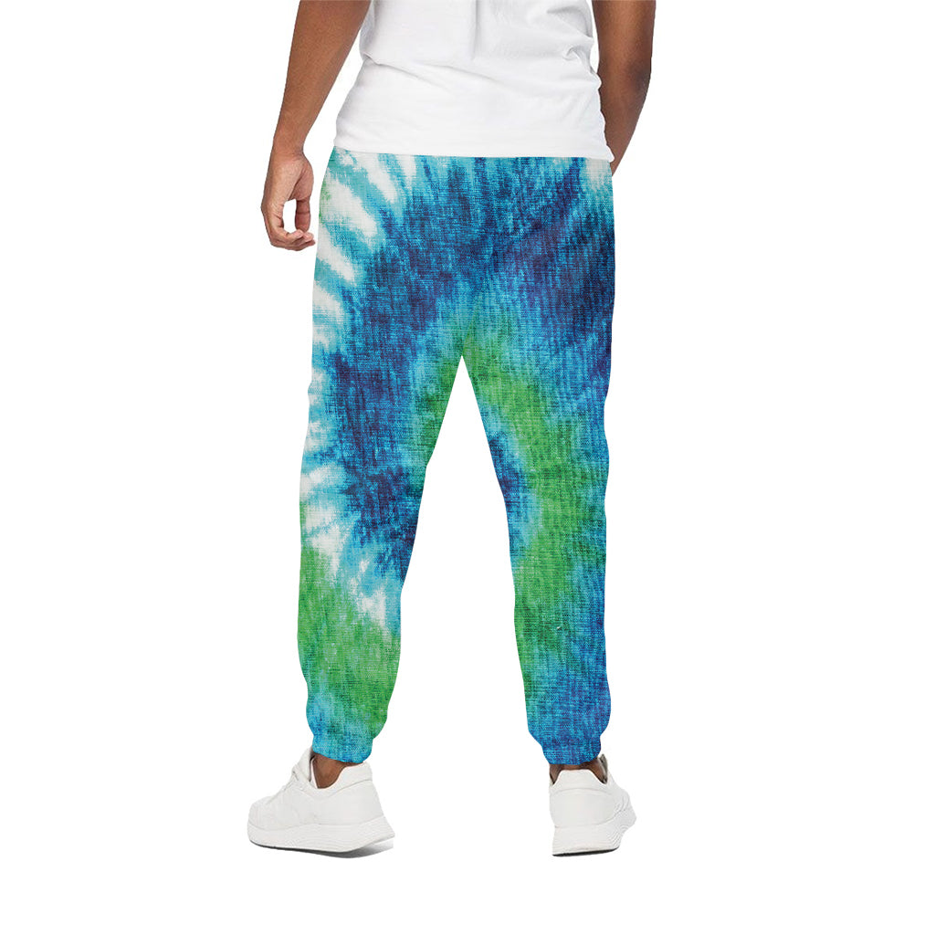 Blue Green And White Tie Dye Print Cotton Pants