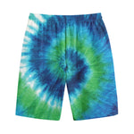 Blue Green And White Tie Dye Print Cotton Shorts