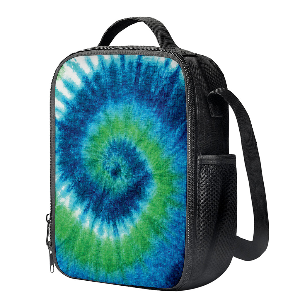 Blue Green And White Tie Dye Print Crossbody Lunch Bag