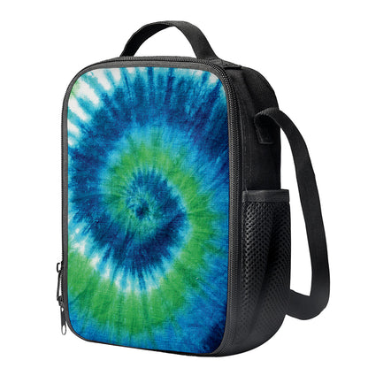 Blue Green And White Tie Dye Print Crossbody Lunch Bag
