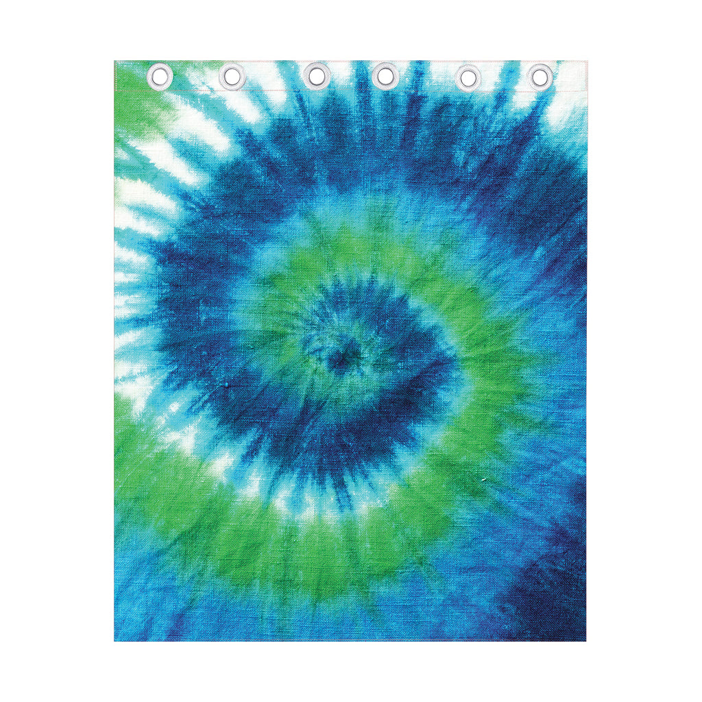 Blue Green And White Tie Dye Print Curtain