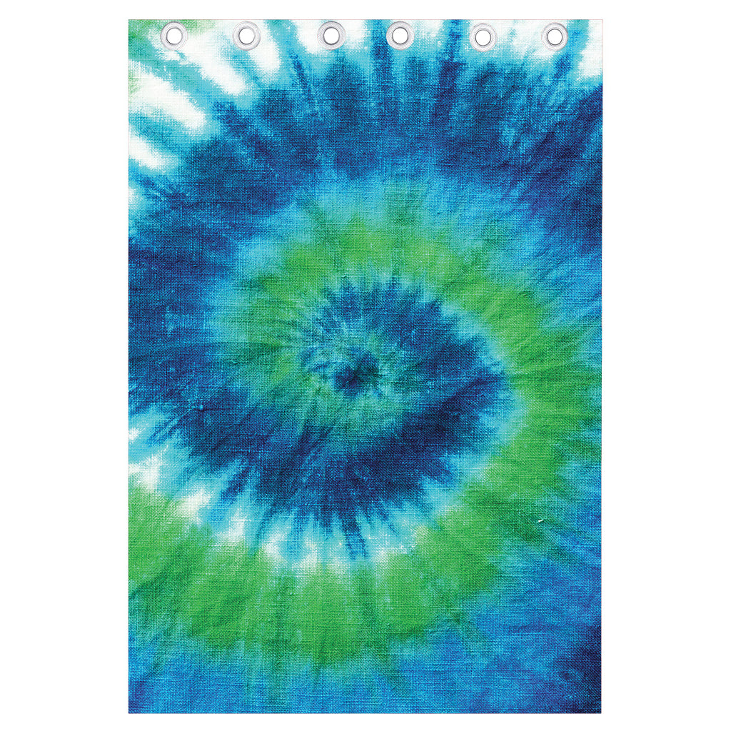Blue Green And White Tie Dye Print Curtain