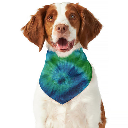 Blue Green And White Tie Dye Print Dog Bandana