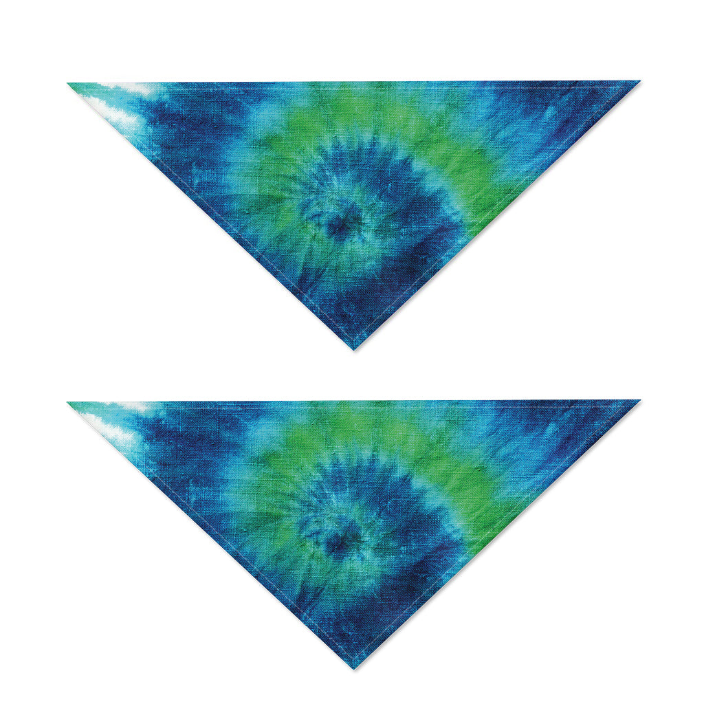 Blue Green And White Tie Dye Print Dog Bandana