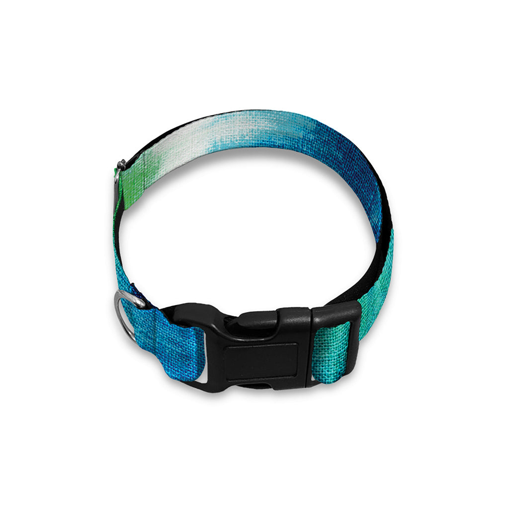 Blue Green And White Tie Dye Print Dog Collar