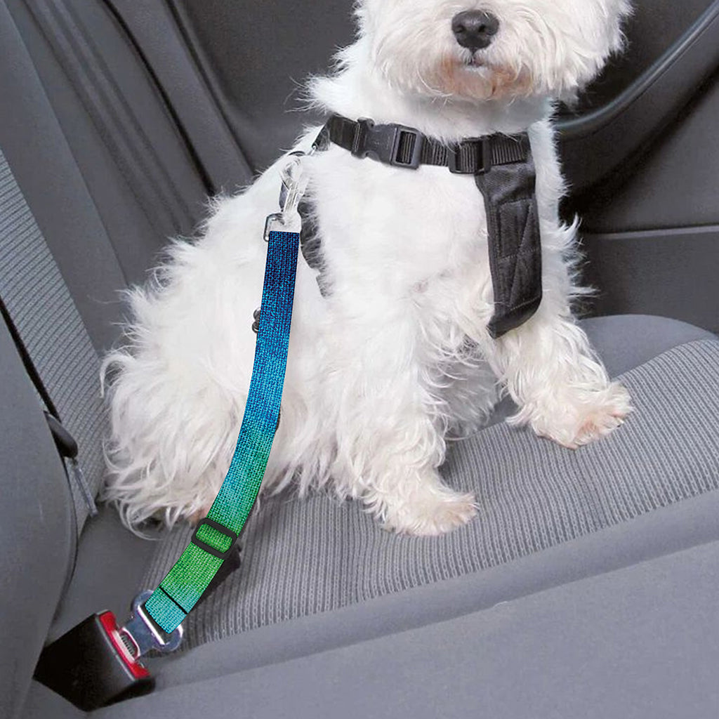 Blue Green And White Tie Dye Print Dog Seat Belt