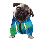 Blue Green And White Tie Dye Print Dog Zip Up Hoodie