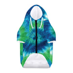 Blue Green And White Tie Dye Print Dog Zip Up Hoodie
