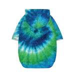 Blue Green And White Tie Dye Print Dog Zip Up Hoodie