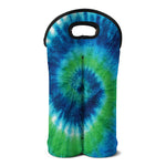 Blue Green And White Tie Dye Print Double Neoprene Wine Tote