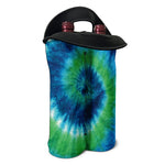 Blue Green And White Tie Dye Print Double Neoprene Wine Tote