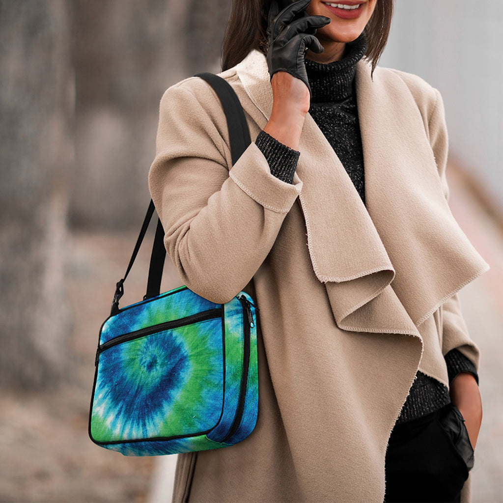 Blue Green And White Tie Dye Print Double Strap Bible Bag