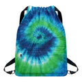 Blue Green And White Tie Dye Print Drawstring Backpack