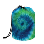 Blue Green And White Tie Dye Print Drawstring Makeup Bag