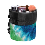 Blue Green And White Tie Dye Print Drawstring Makeup Bag