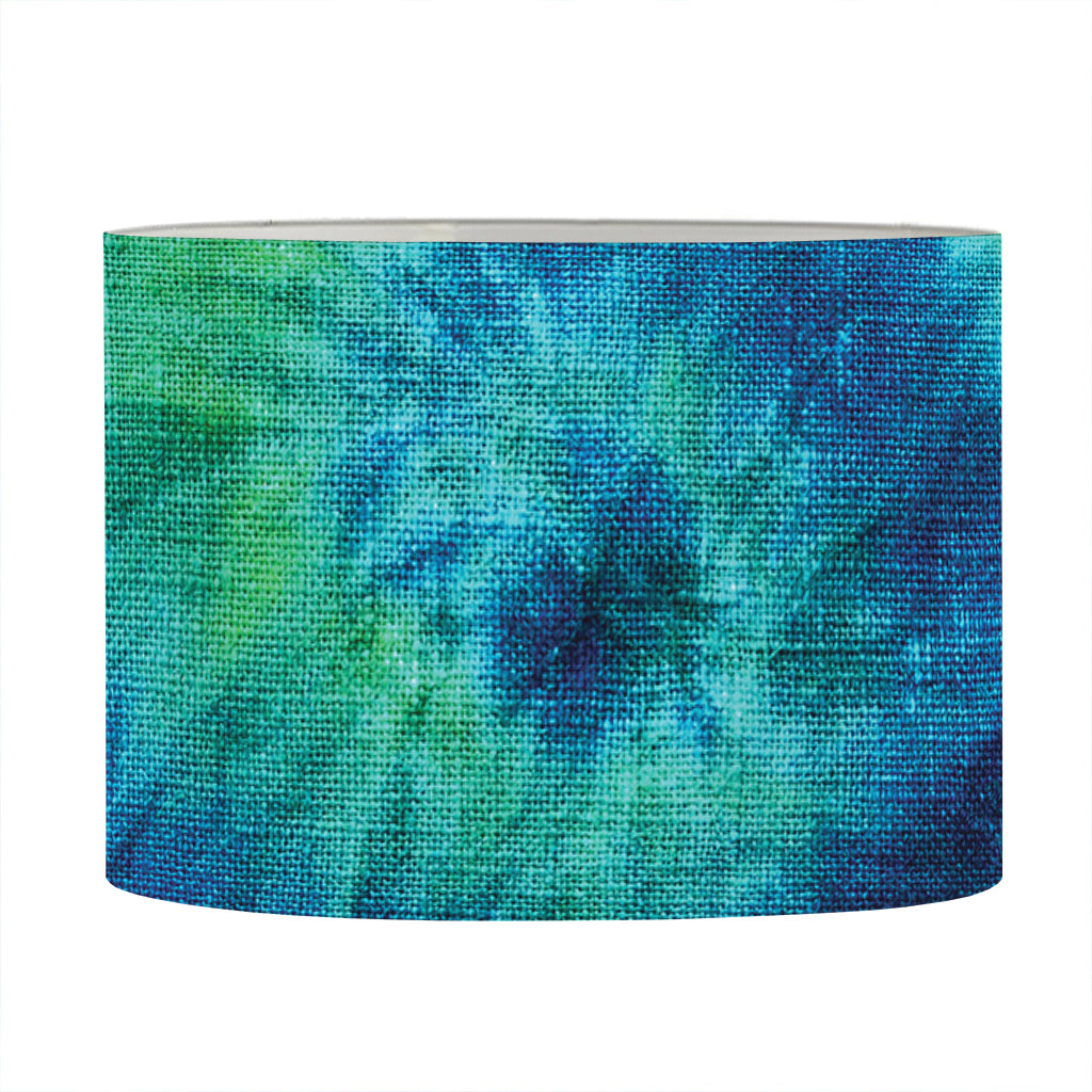 Blue Green And White Tie Dye Print Drum Lamp Shade