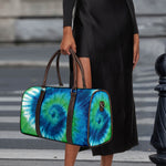 Blue Green And White Tie Dye Print Duffle Bag