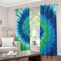 Blue Green And White Tie Dye Print Extra Wide Grommet Curtains