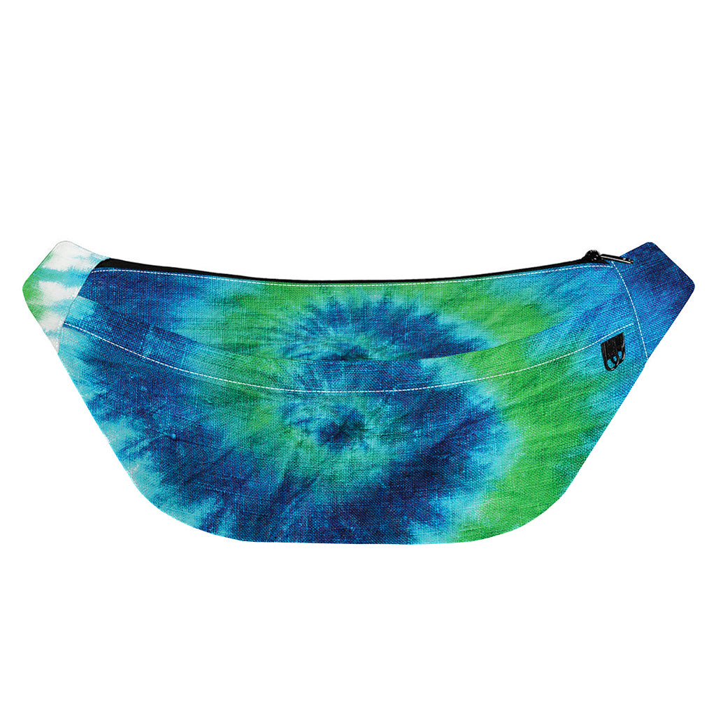 Blue Green And White Tie Dye Print Fanny Pack