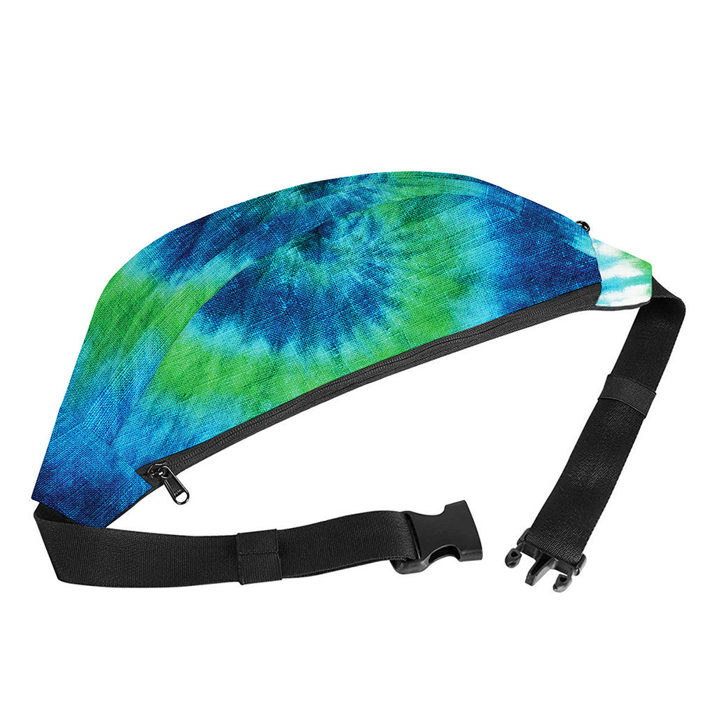 Blue Green And White Tie Dye Print Fanny Pack
