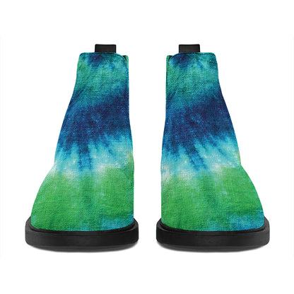Blue Green And White Tie Dye Print Flat Ankle Boots