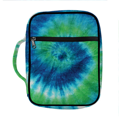 Blue Green And White Tie Dye Print Front Pocket Bible Bag