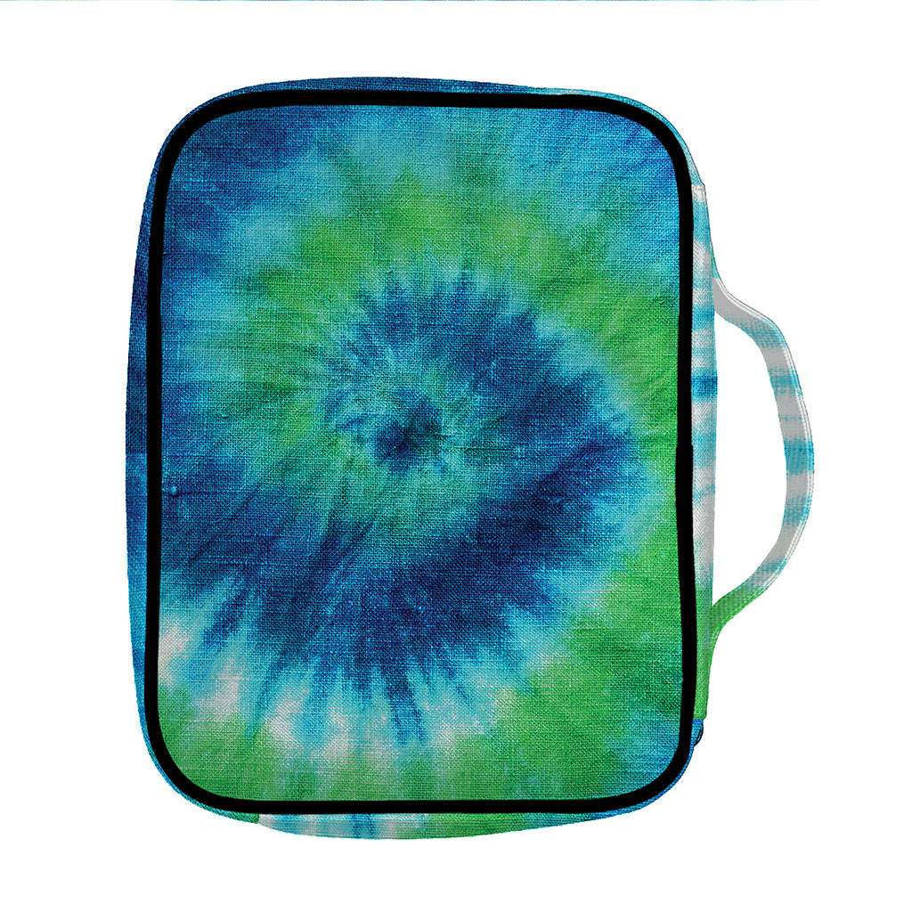 Blue Green And White Tie Dye Print Front Pocket Bible Bag