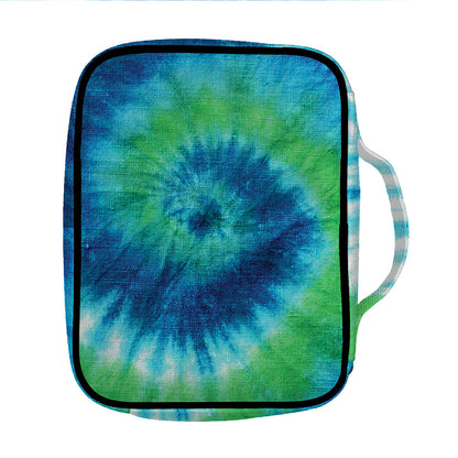 Blue Green And White Tie Dye Print Front Pocket Bible Bag