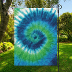 Blue Green And White Tie Dye Print Garden Flag