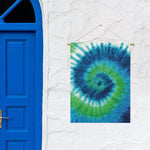 Blue Green And White Tie Dye Print Garden Flag