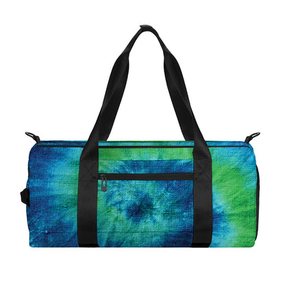 Blue Green And White Tie Dye Print Gym Bag