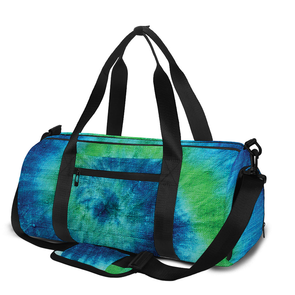 Blue Green And White Tie Dye Print Gym Bag