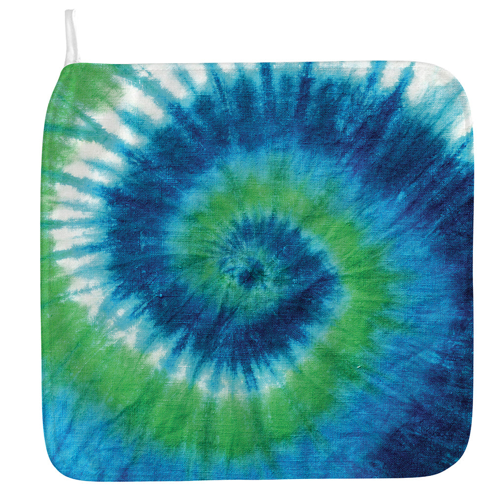Blue Green And White Tie Dye Print Hand Towel
