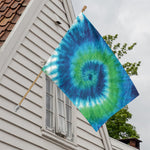 Blue Green And White Tie Dye Print House Flag