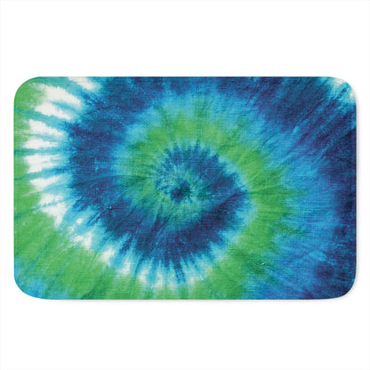 Blue Green And White Tie Dye Print Indoor Door Mat