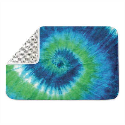 Blue Green And White Tie Dye Print Indoor Door Mat