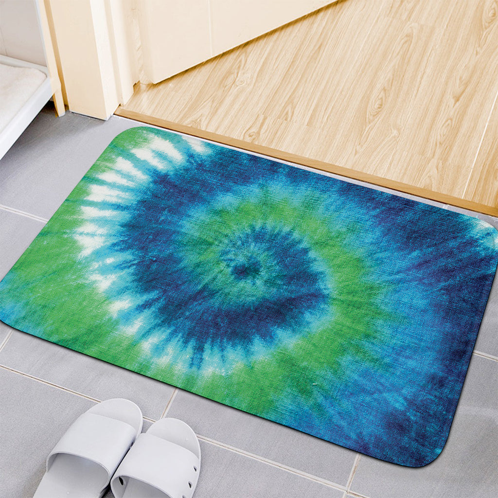 Blue Green And White Tie Dye Print Indoor Door Mat